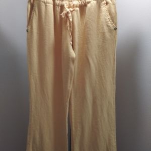 Women yellow linen pants